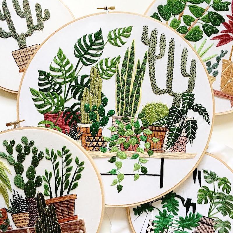 lajoiedesfleurs.fr La brodeuse de plantes maplantemonbonheur.fr, broderie, artiste, plantes, couture, mode, broder, beaux arts, chicago, main verte